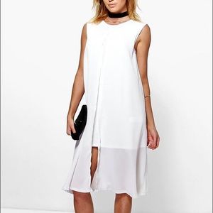 White Split Front Midi Dress NWT
