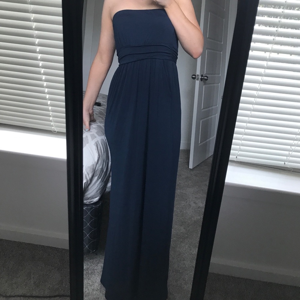Navy Strapless Maxi Dress