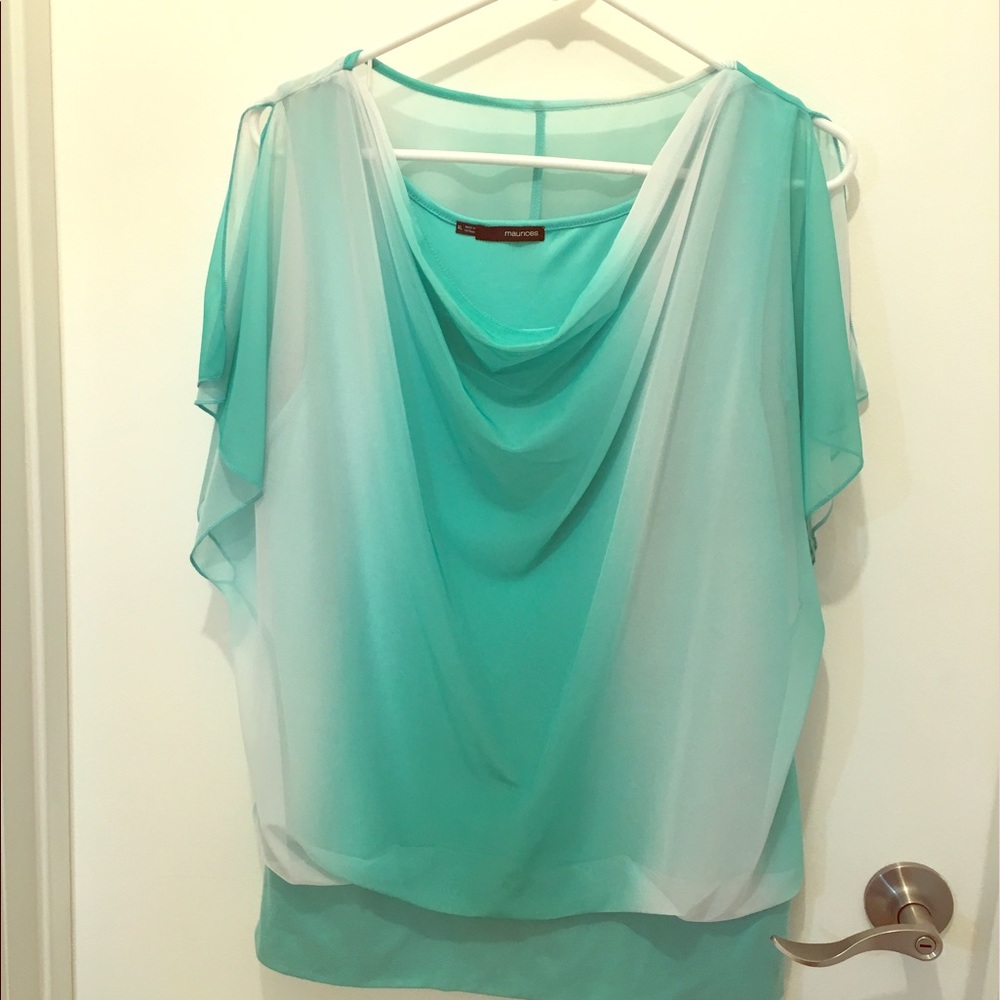 Maurices XL teal and white ombré top