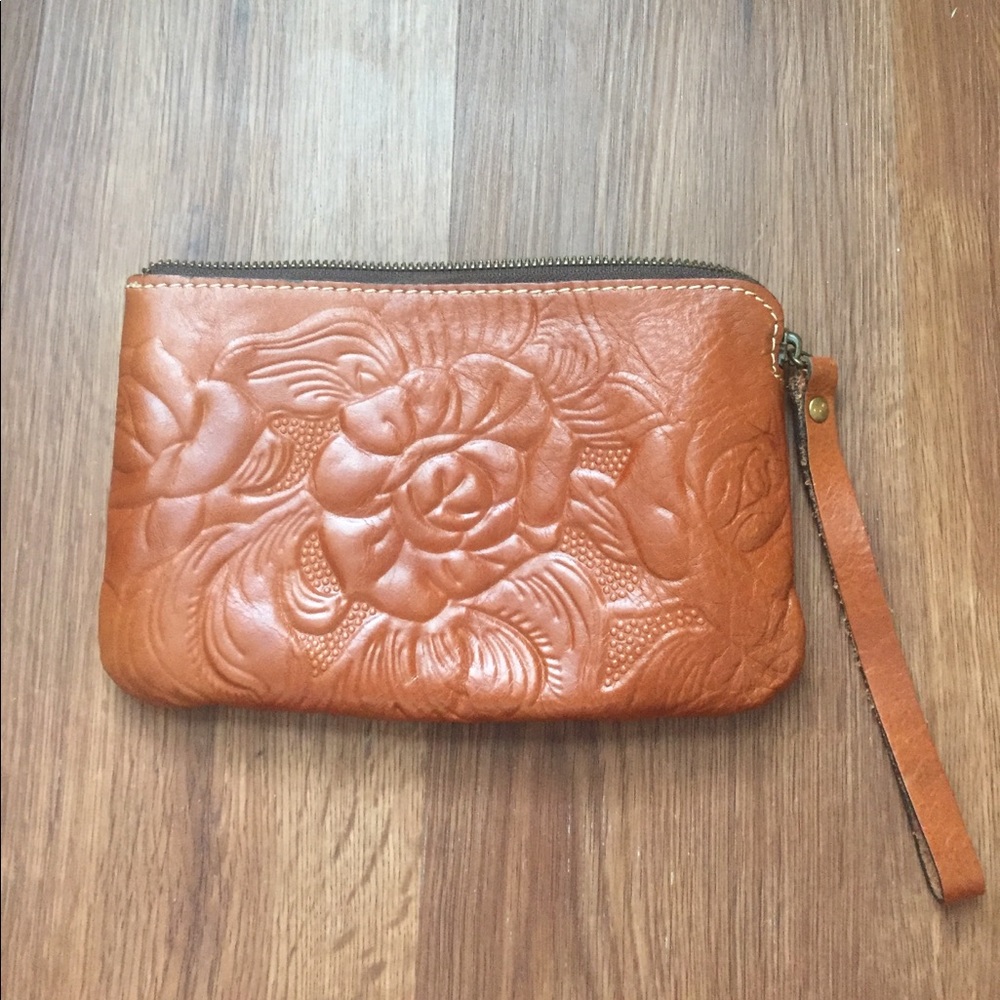 Patricia Nash Brown Leather Wristlet