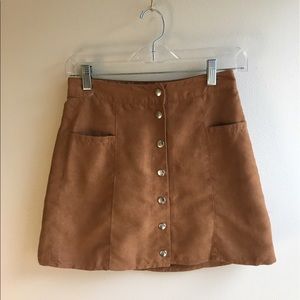 Faux-Suede Button-up Skirt- H&M