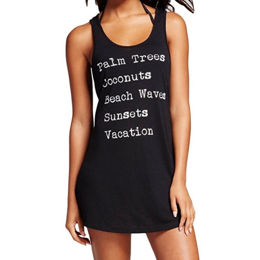 Oversized 'Vacation' tank w/ cute back detail.