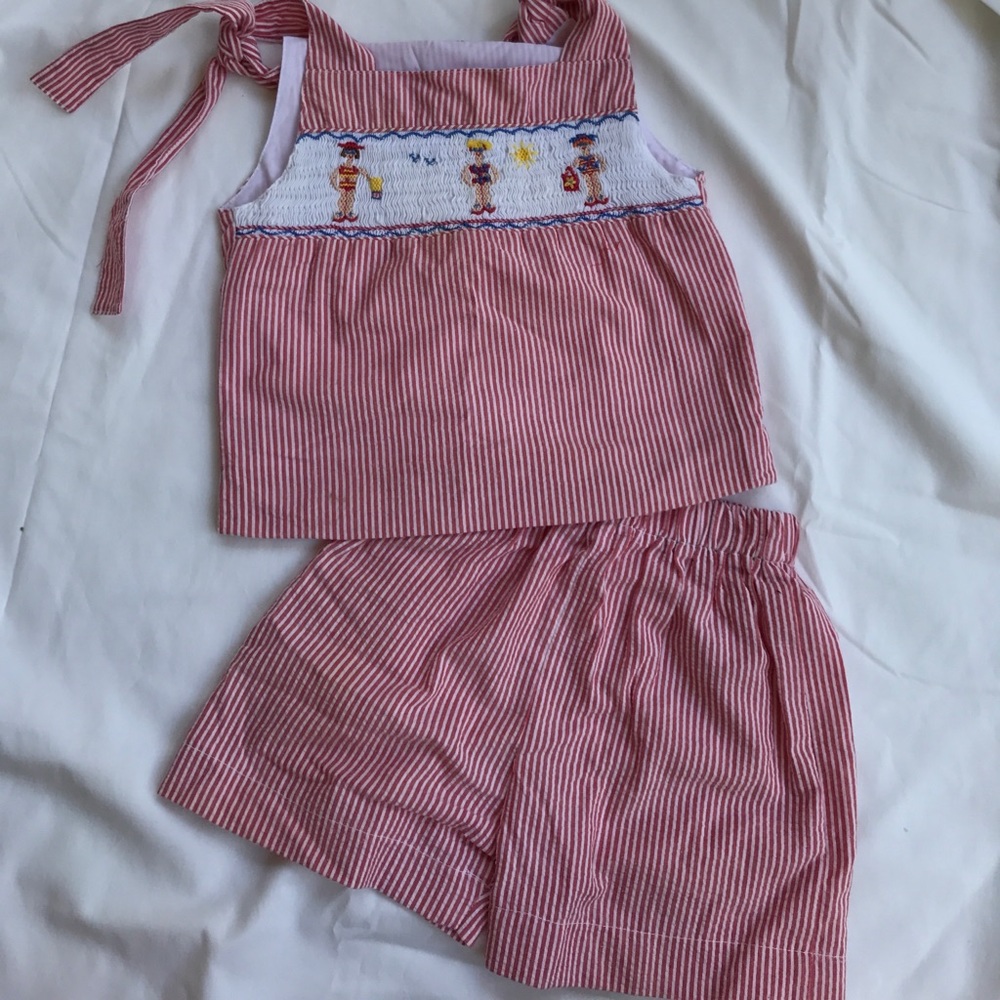Orient Expressed red Gingham shorts set, size 3
