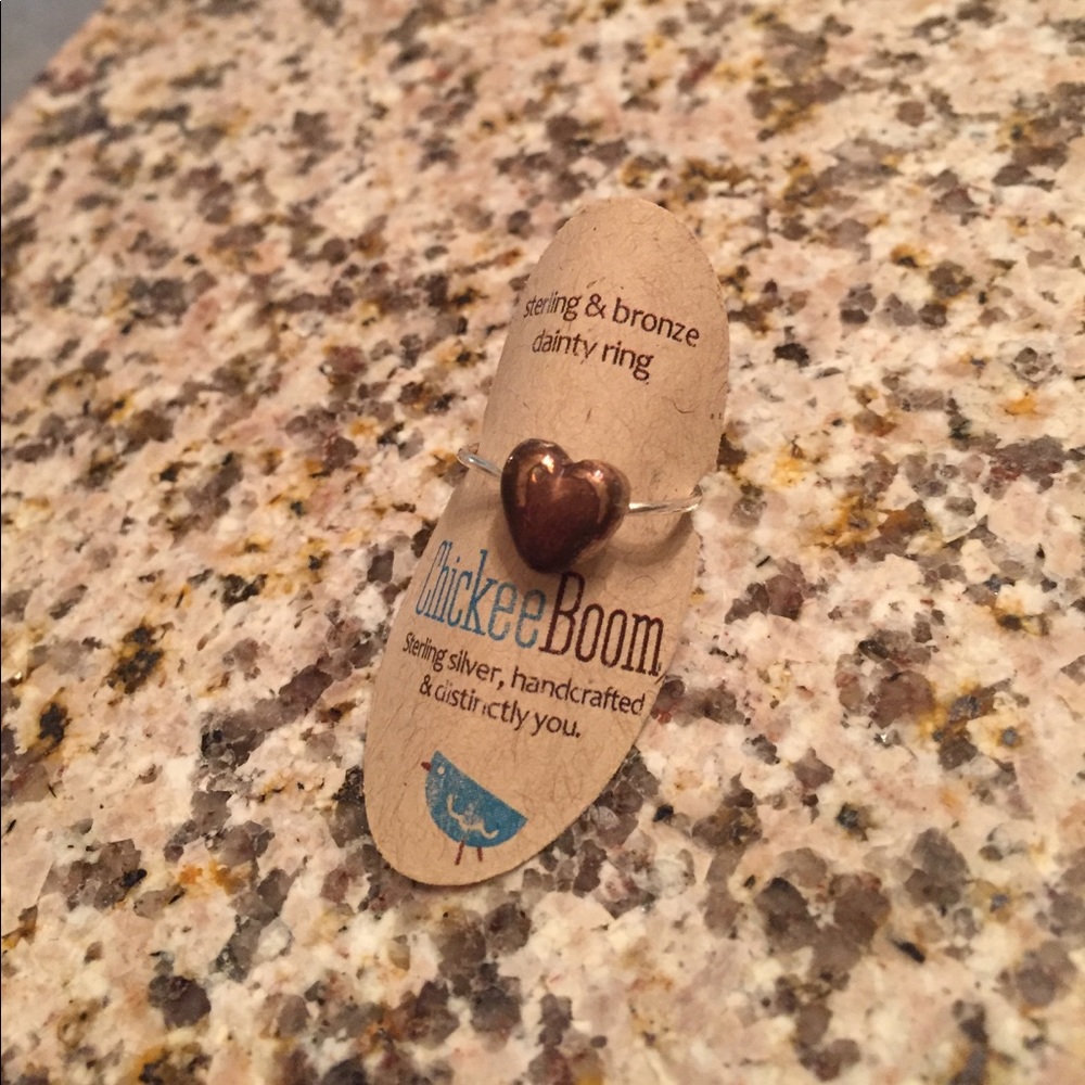 Heart shaped Sterling Silver and Bronze Ring