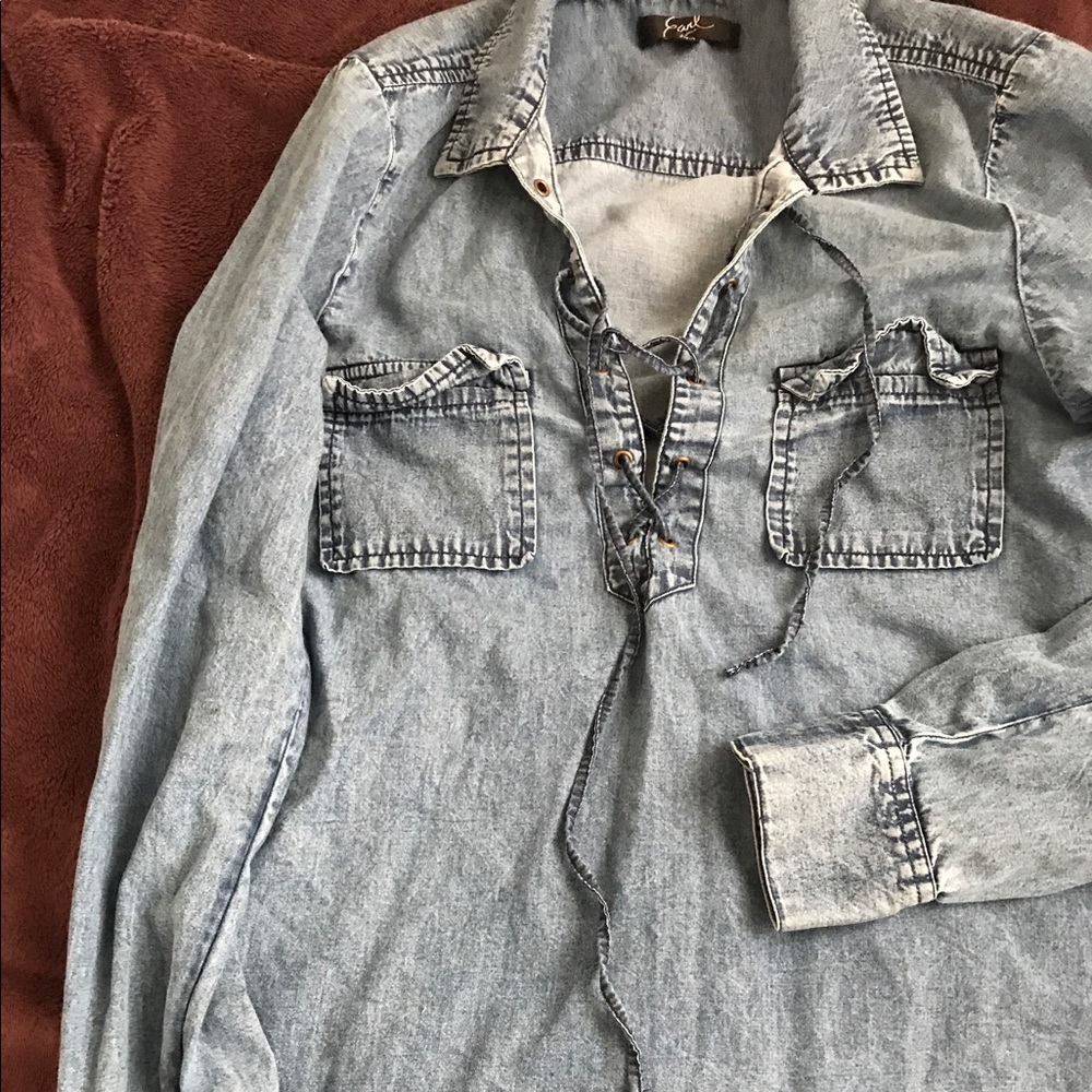 Denim long sleeve top