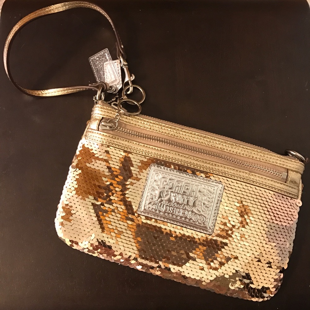 NEW Gold Sequin Coach Bag