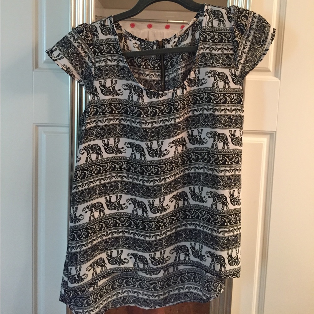 Silky Boho Hippie Elephant Hi Low Shirt