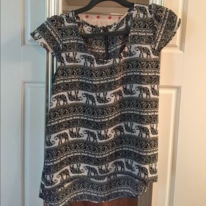 Silky Boho Hippie Elephant Hi Low Shirt