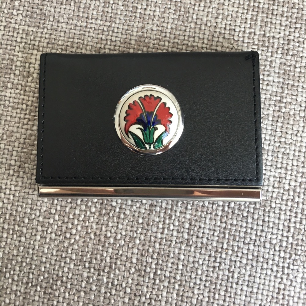 NWOT Hand made business card holder with box