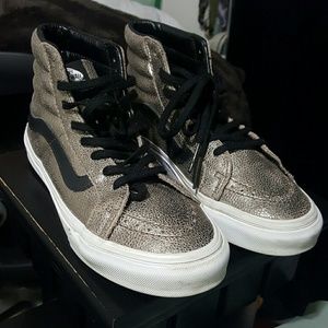 Slim Classic Sparkly gold/silver high tops vans