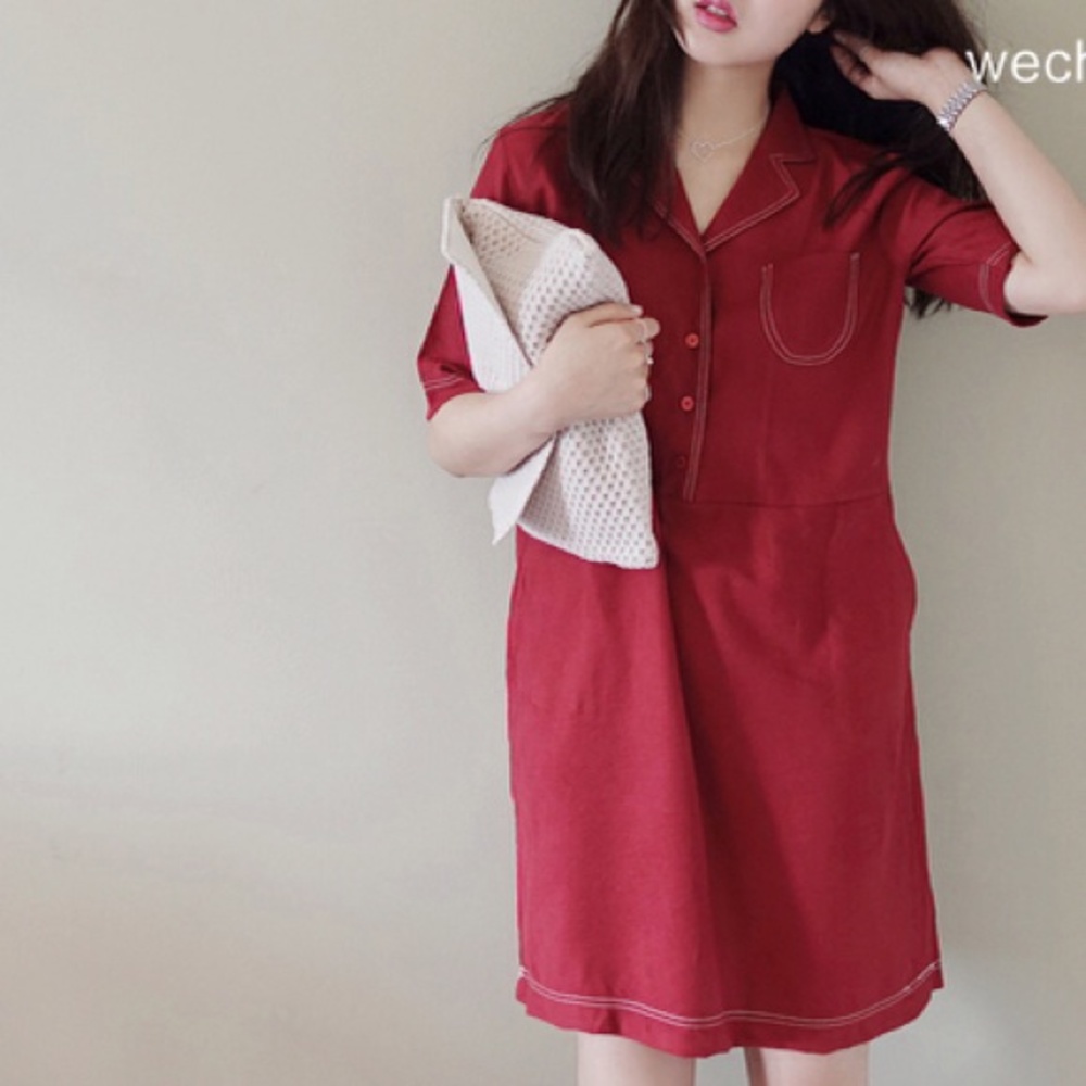 Wine red babydoll dress size S