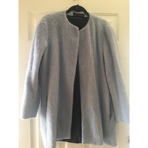 Powder blue mohair winter/fall coat -ZARA SIZE L