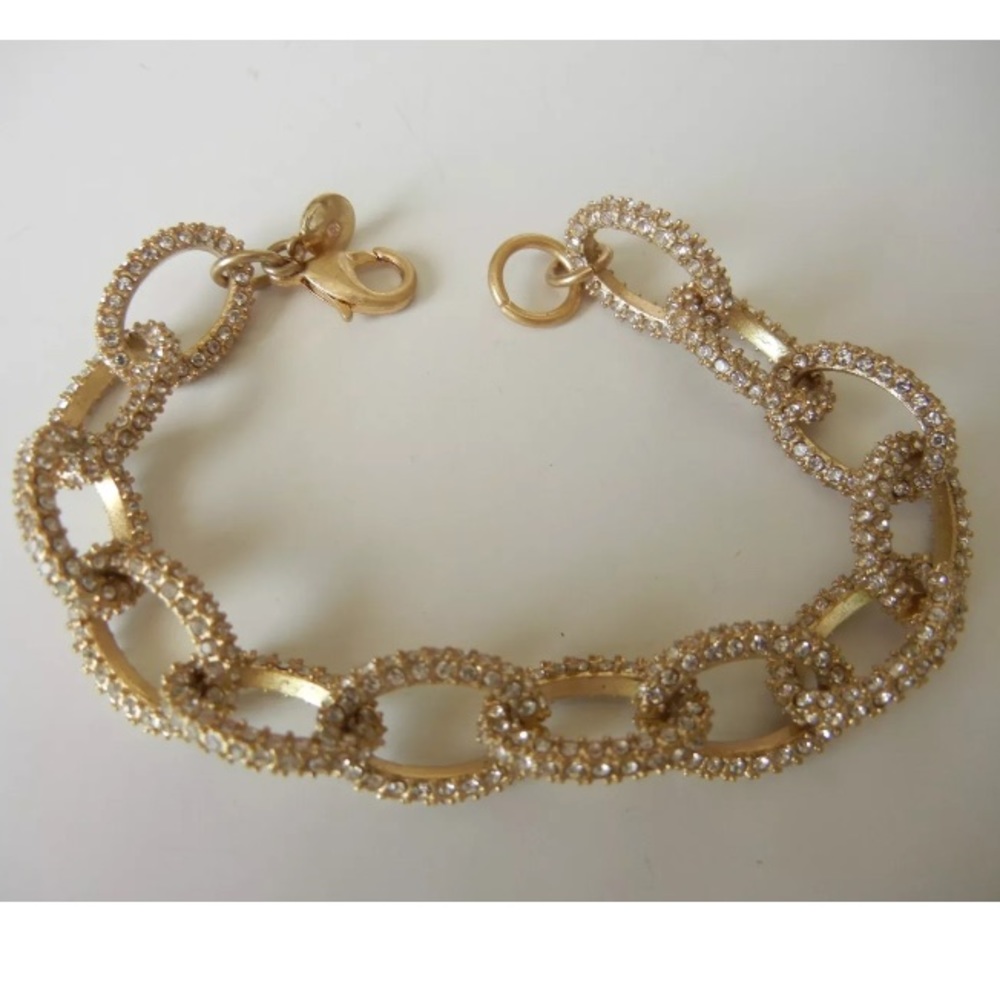 J.crew gold pave link bracelet