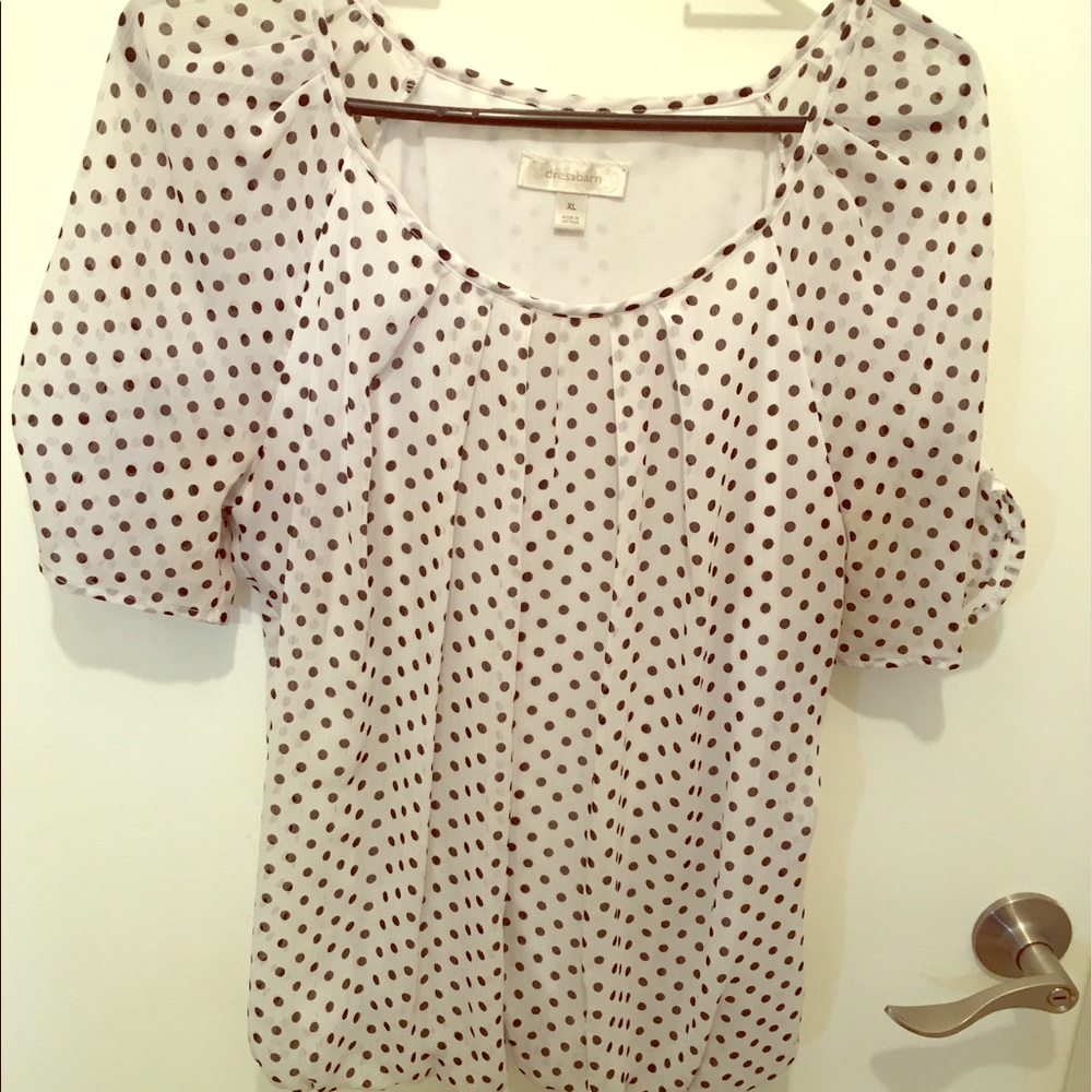 Dressbarn XL White with black polka dots Top