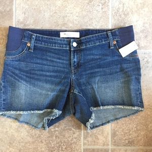 Denim maternity shorts