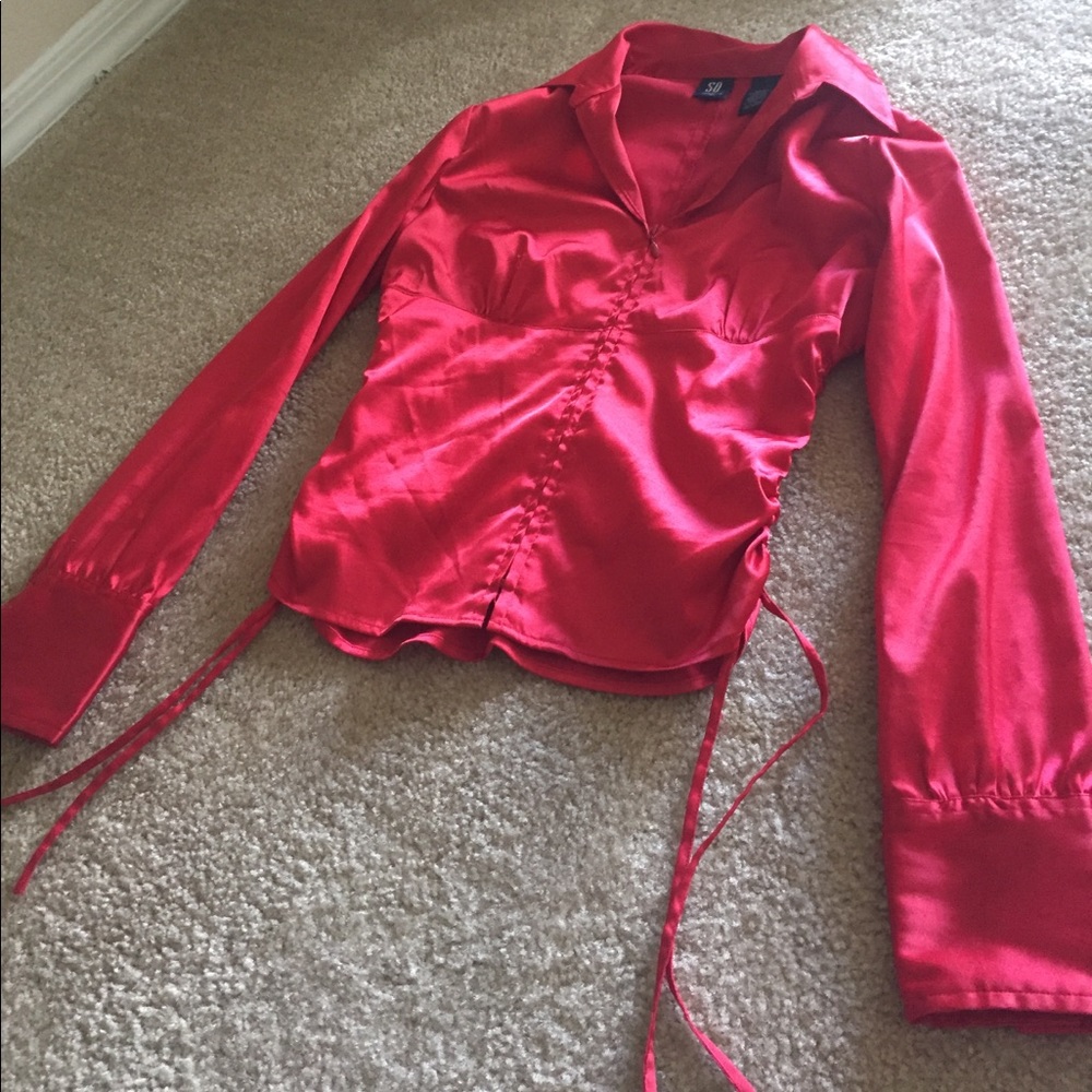 Red silk blouse. Tailored Fit! On sale- summer!