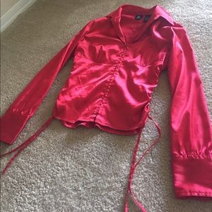 Red silk blouse. Tailored Fit! On sale- summer!