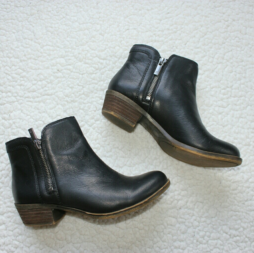 Lucky Brand Black Leather Basel Booties