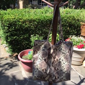 Faux snakeskin tote bag