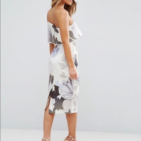 Asos Petite Floral One Shoulder Midi Dress - Picture 2 of 4