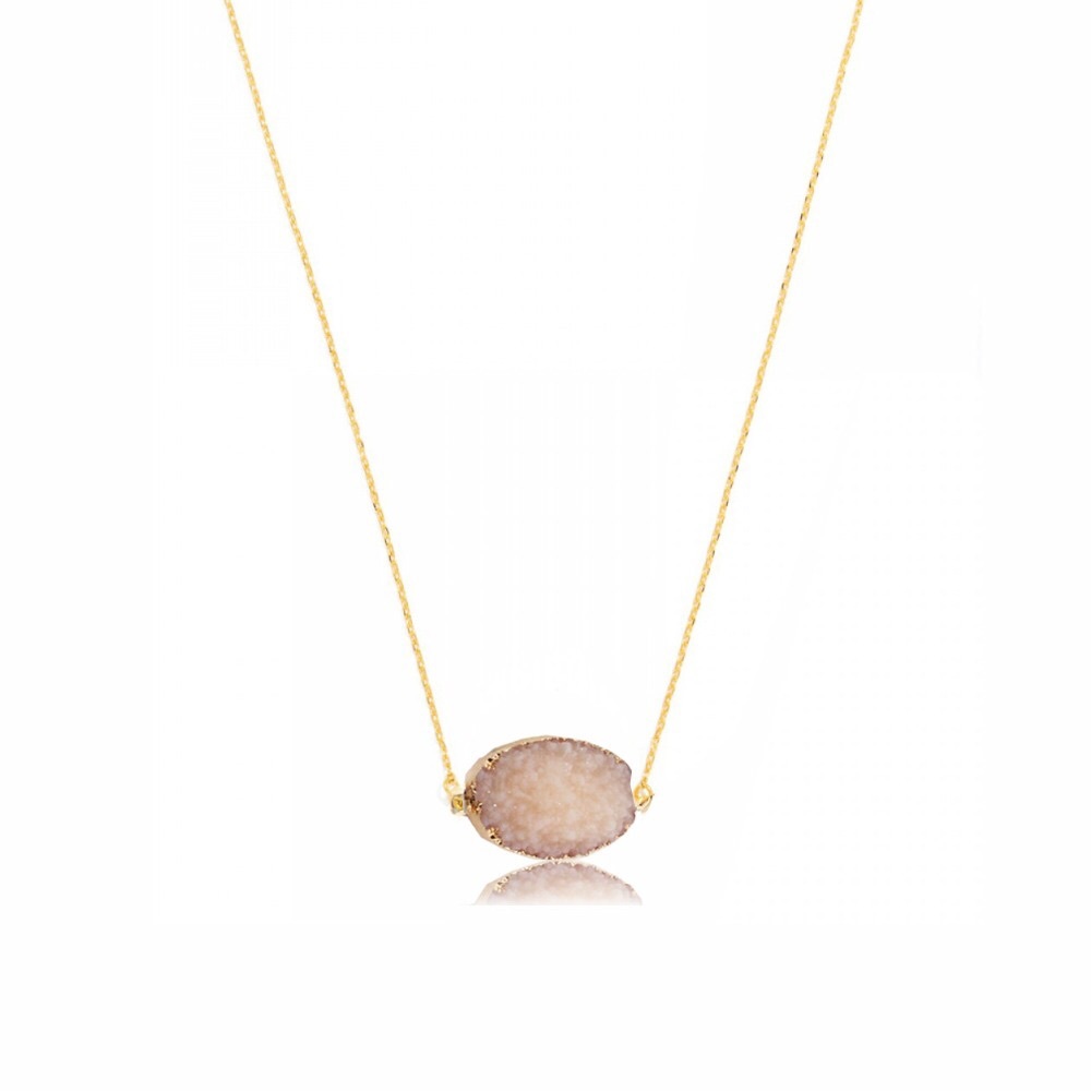 Drusy Geode Dainty Pendant Necklace - Picture 4 of 7