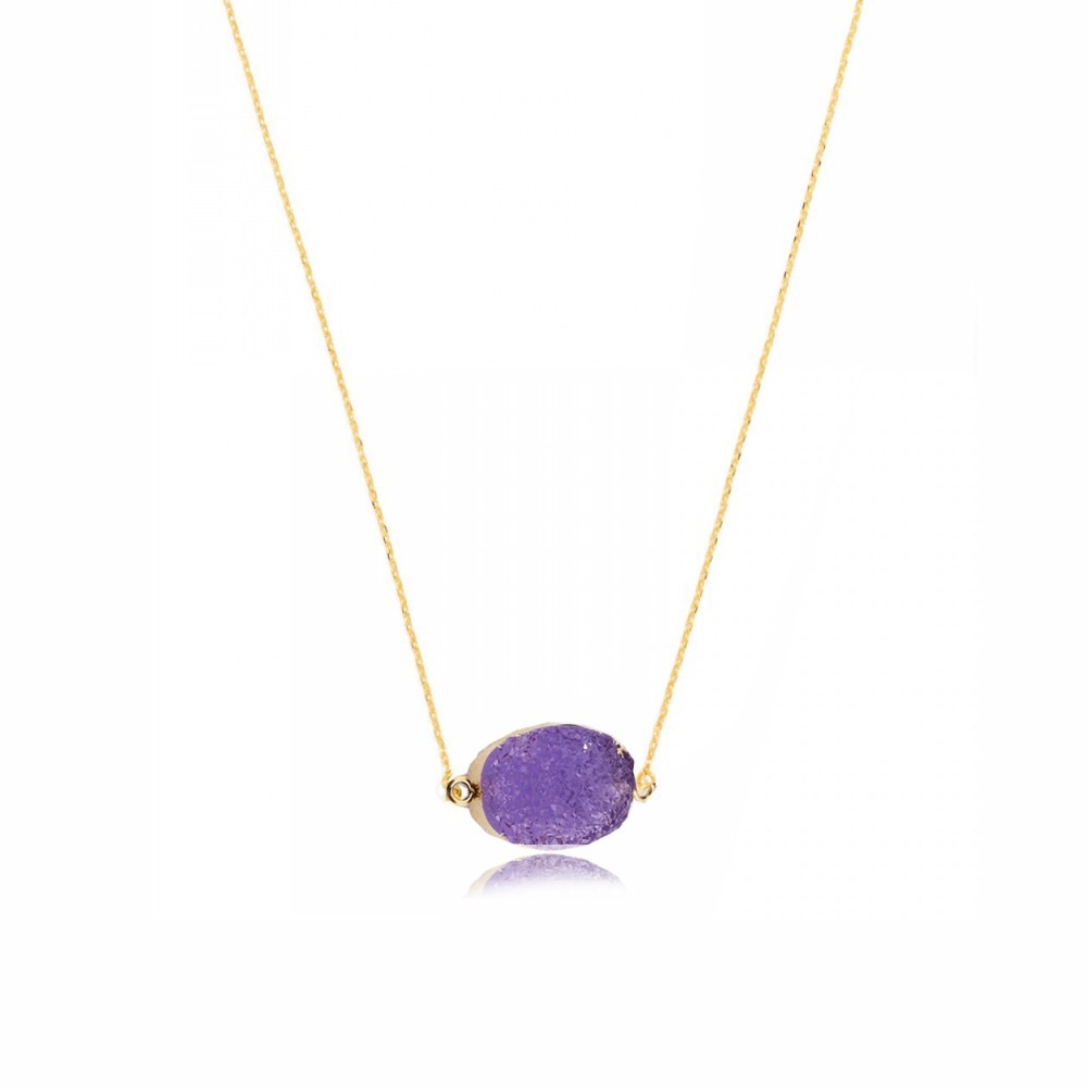Drusy Geode Dainty Pendant Necklace - Picture 6 of 7