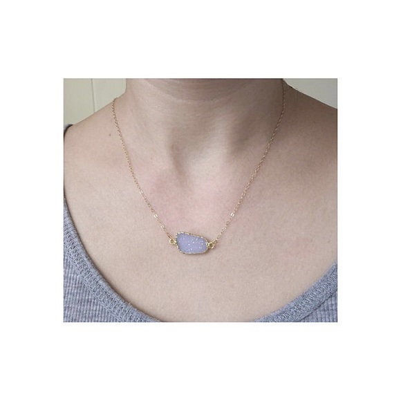 Drusy Geode Dainty Pendant Necklace - Picture 7 of 7