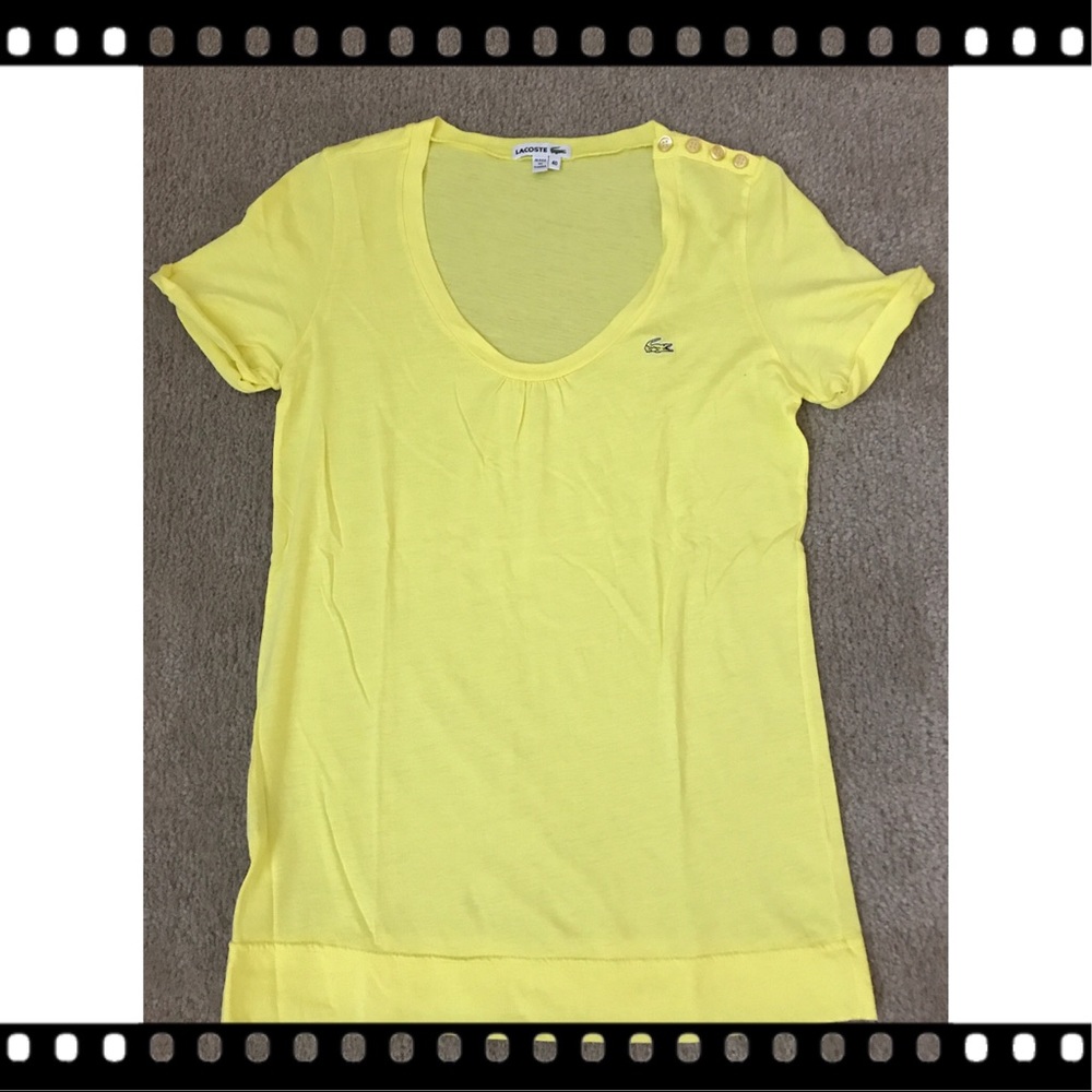 Lacoste Yellow Short sleeves (Size: 40)