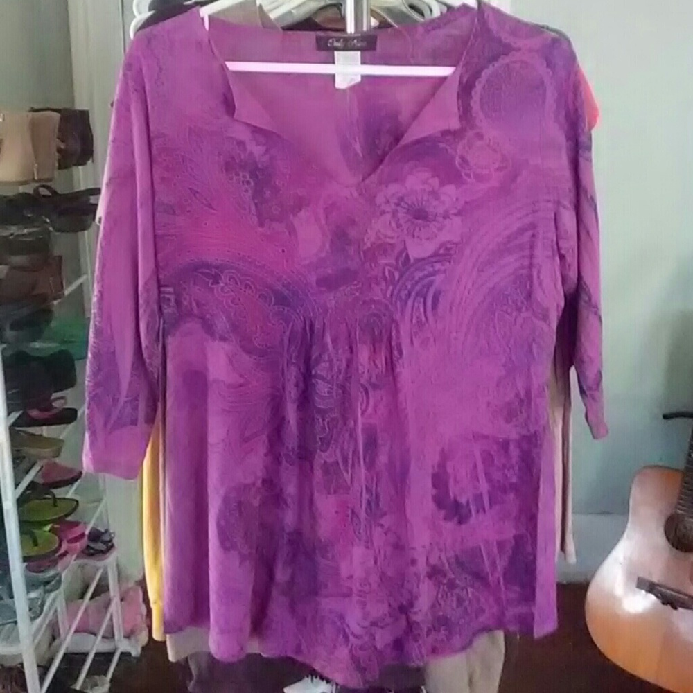Plum paisley babydoll top
