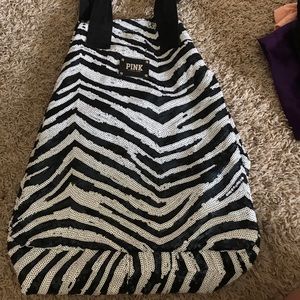 Black and white PINK sequin bag