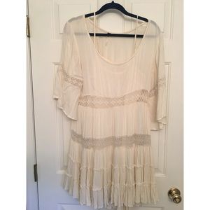 FREE PEOPLE- Flowy Cream Fringed Summer Dress - M
