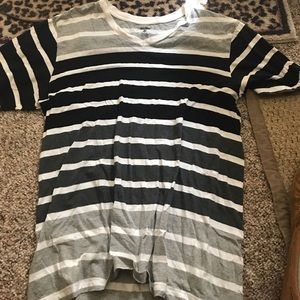 Black white and grey V-neck