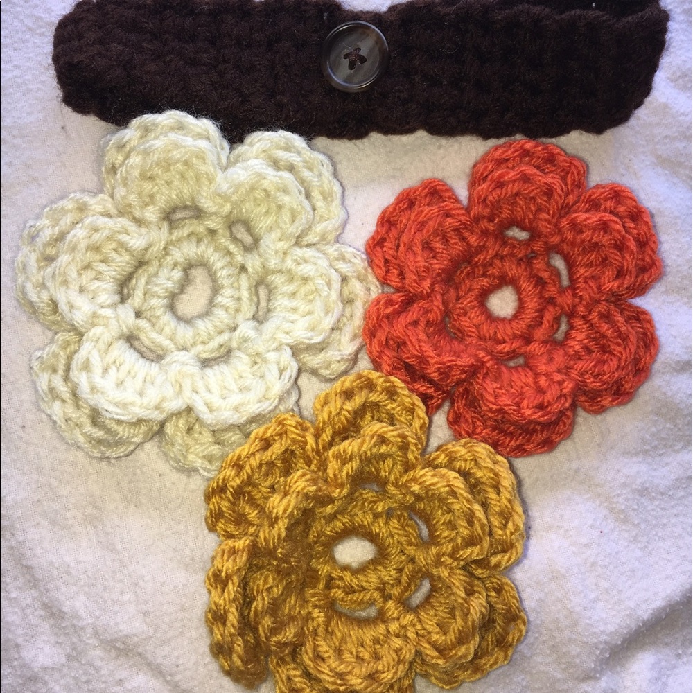 Brand new Crochet headband with crochet flowers