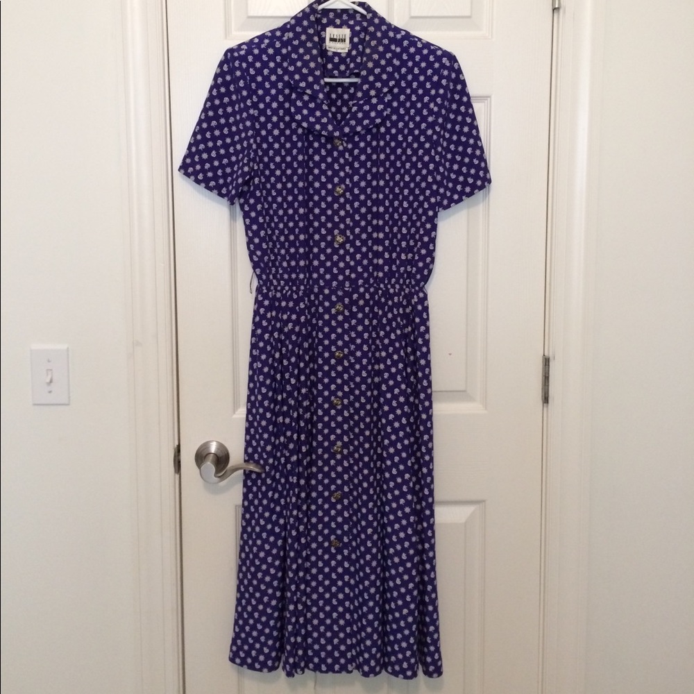 Leslie Fay vintage 80s button down dress