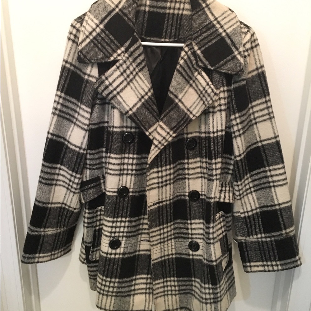 George 1X Plaid Peacoat