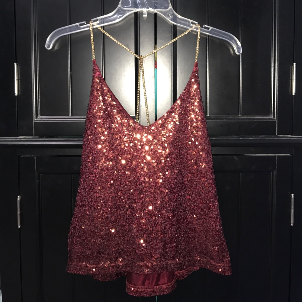 Sequin chan strap top