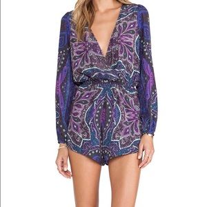 Lovers + Friends Romper in Cobalt Scarf