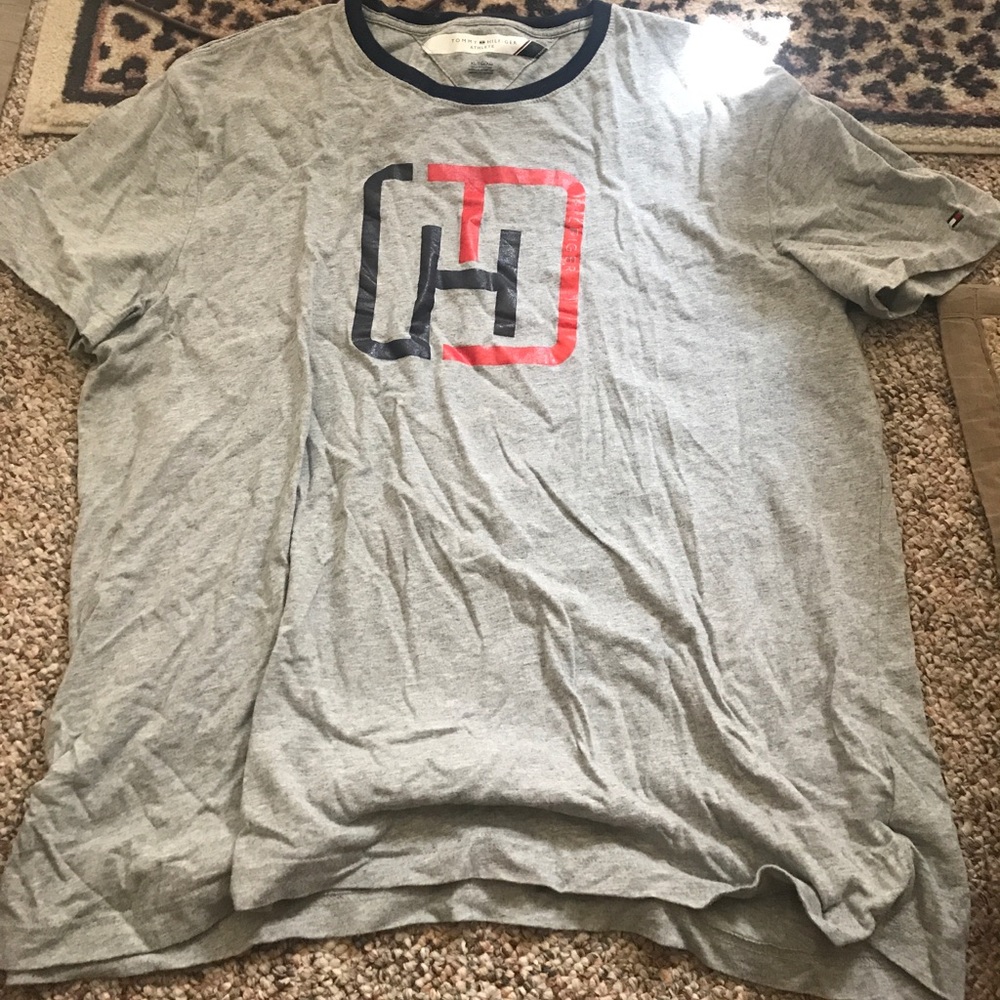 Grey navy blue and red Tommy Hilfiger shirt