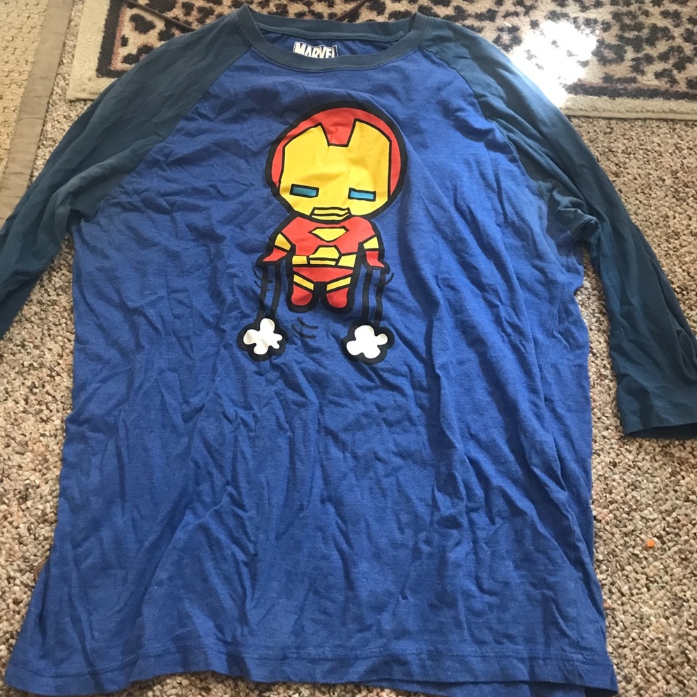 Blue marvel iron man shirt
