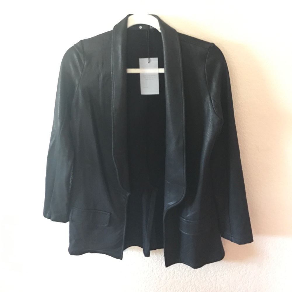 KRISA coated blazer in BLACK X Revolve