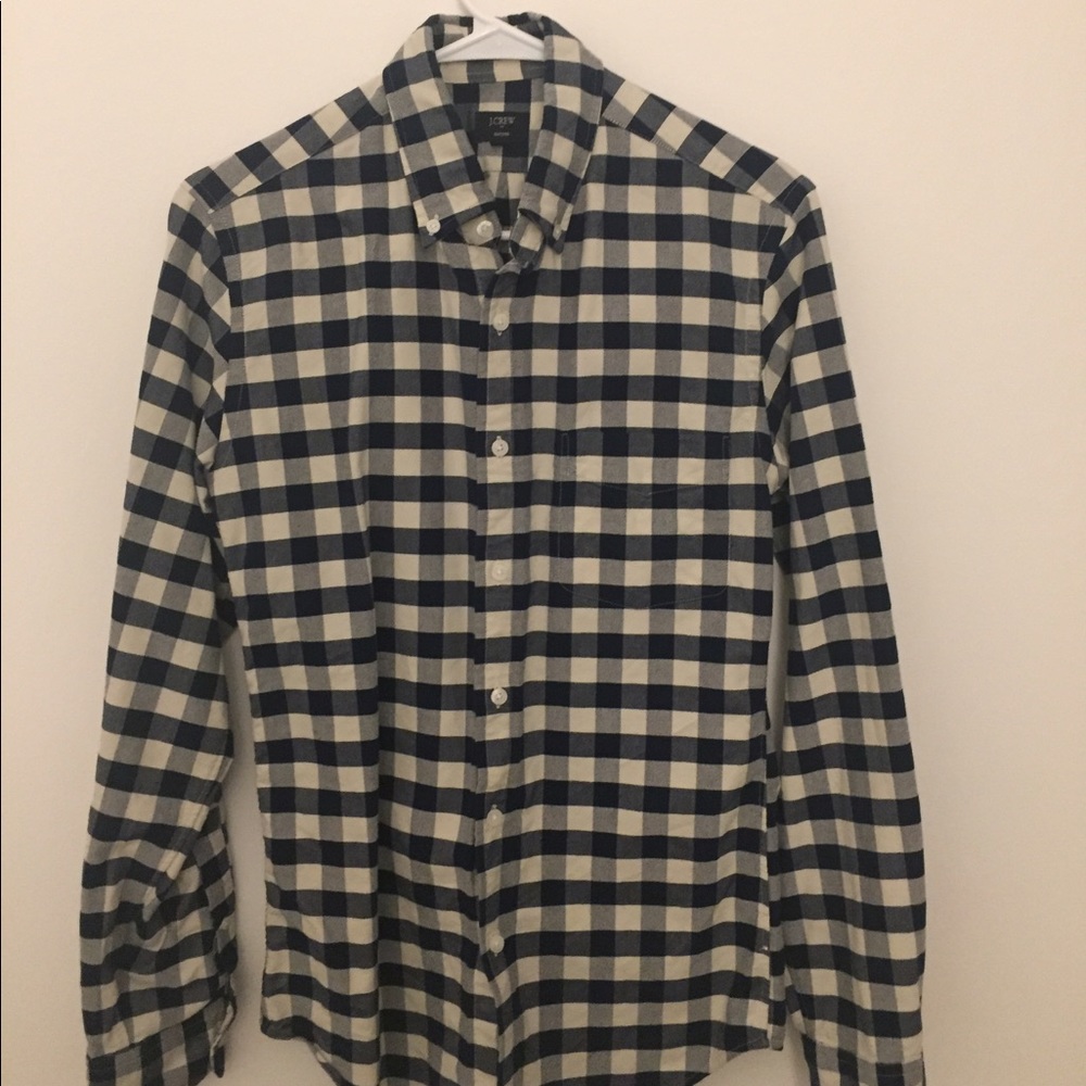 J Crew Blue Gingham Button Down Shirt