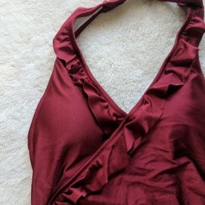 Cupshe Wine Red Deep Back One Piece Bathing Suit