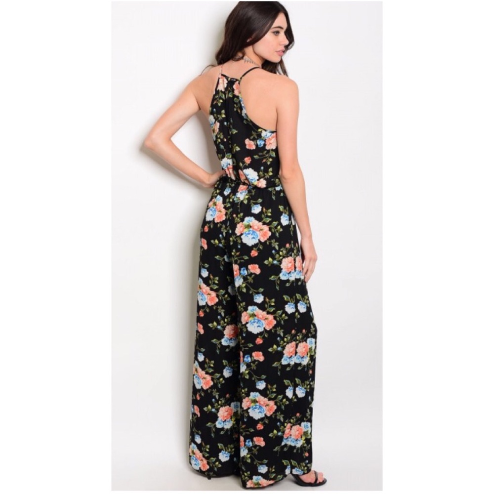 CLEARANCE Black Floral Jumpsuit - Picture 2 of 4