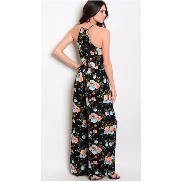 CLEARANCE Black Floral Jumpsuit - Picture 2 of 4