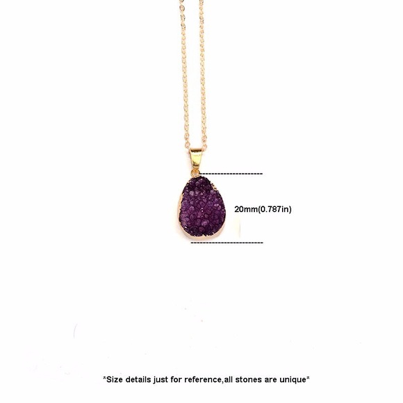 Small Drusy Dainty Pendant Necklace - Picture 6 of 6