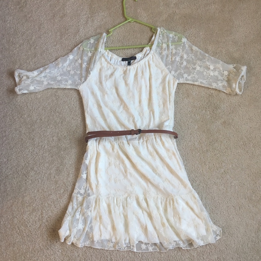 White lace dress with belt. New w/o tags.