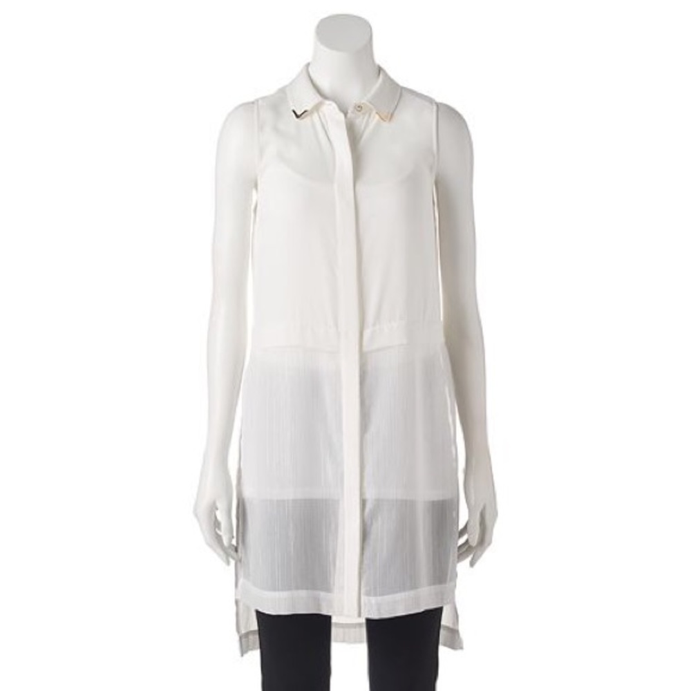 NEW! CANDIES Sleeveless White Tunic Button Front