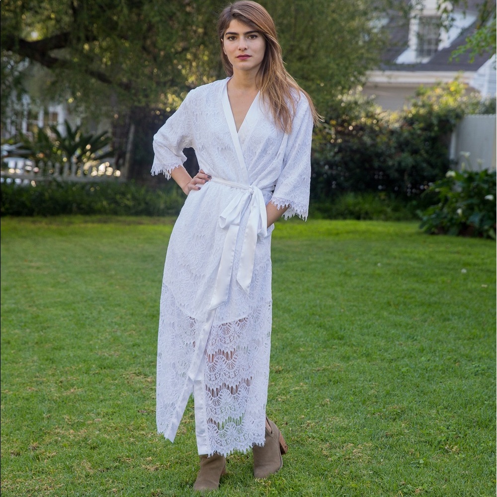 Lace bridal robe