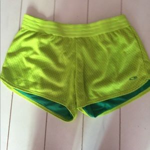 Yellow and green athletic shorts