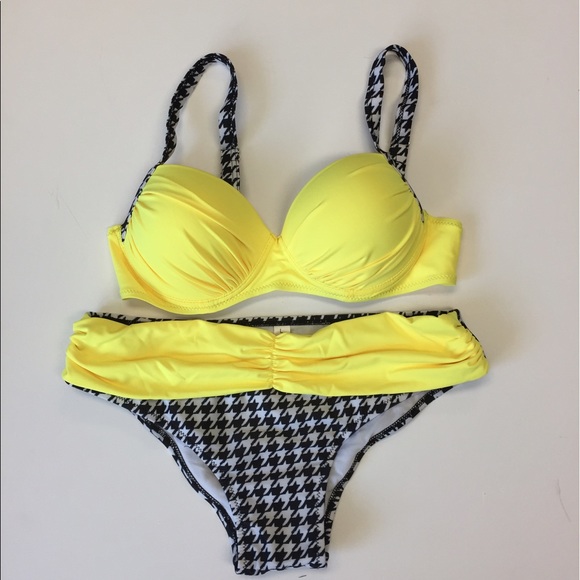 Yellow Push-up Bikini Set SW244 - Picture 2 of 3